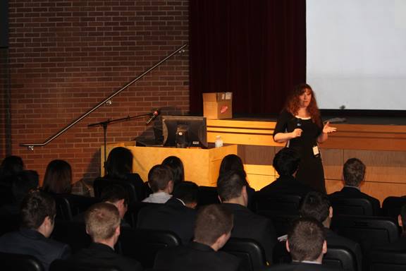Heather speaking to the Future Business Leaders of America in Auburn, NY.